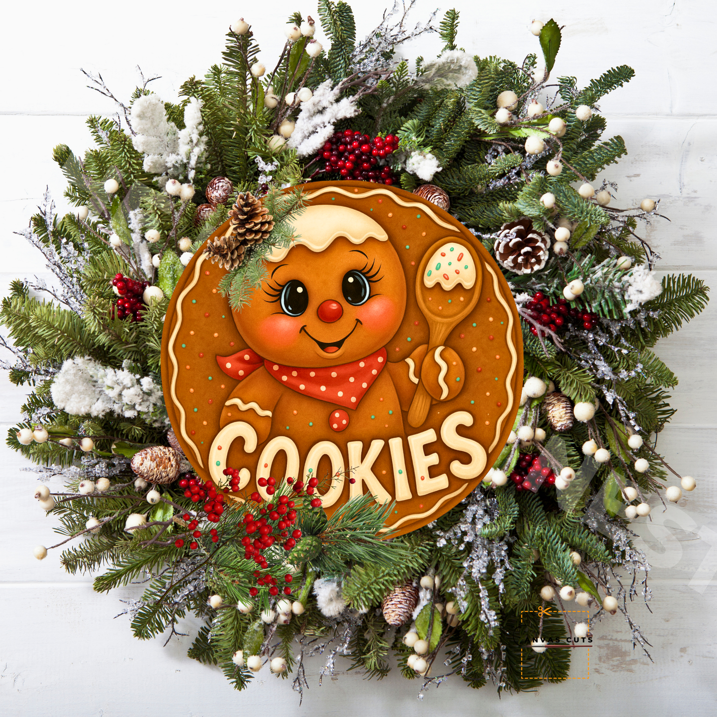 Gingerbread Circle with Cookies Personalizeable Printed Fine Art Canvas for DIY Crafting, Home Décor & Craft Shows