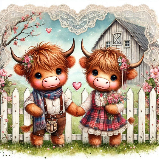 Valentine's Day - Highland Couple  Fabric Canvas