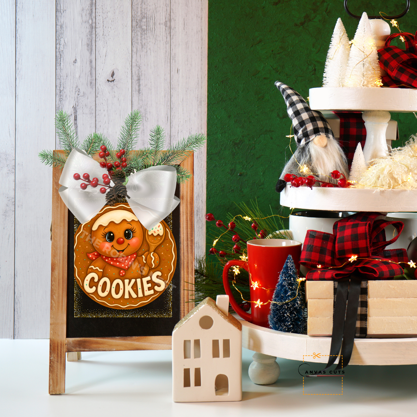 Gingerbread Circle with Cookies Personalizeable Printed Fine Art Canvas for DIY Crafting, Home Décor & Craft Shows