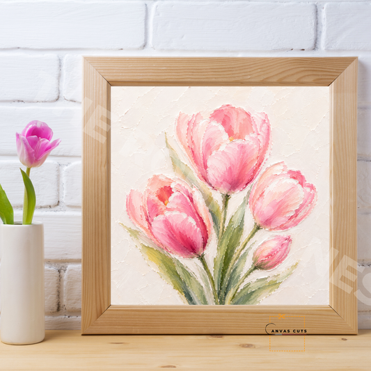 Floral Fine Art Canvas Cuts Bundle – 9 Textured Flower Designs | 6.5x6.5" DIY Craft Show Decor, Farmhouse & Cottage Style Projects