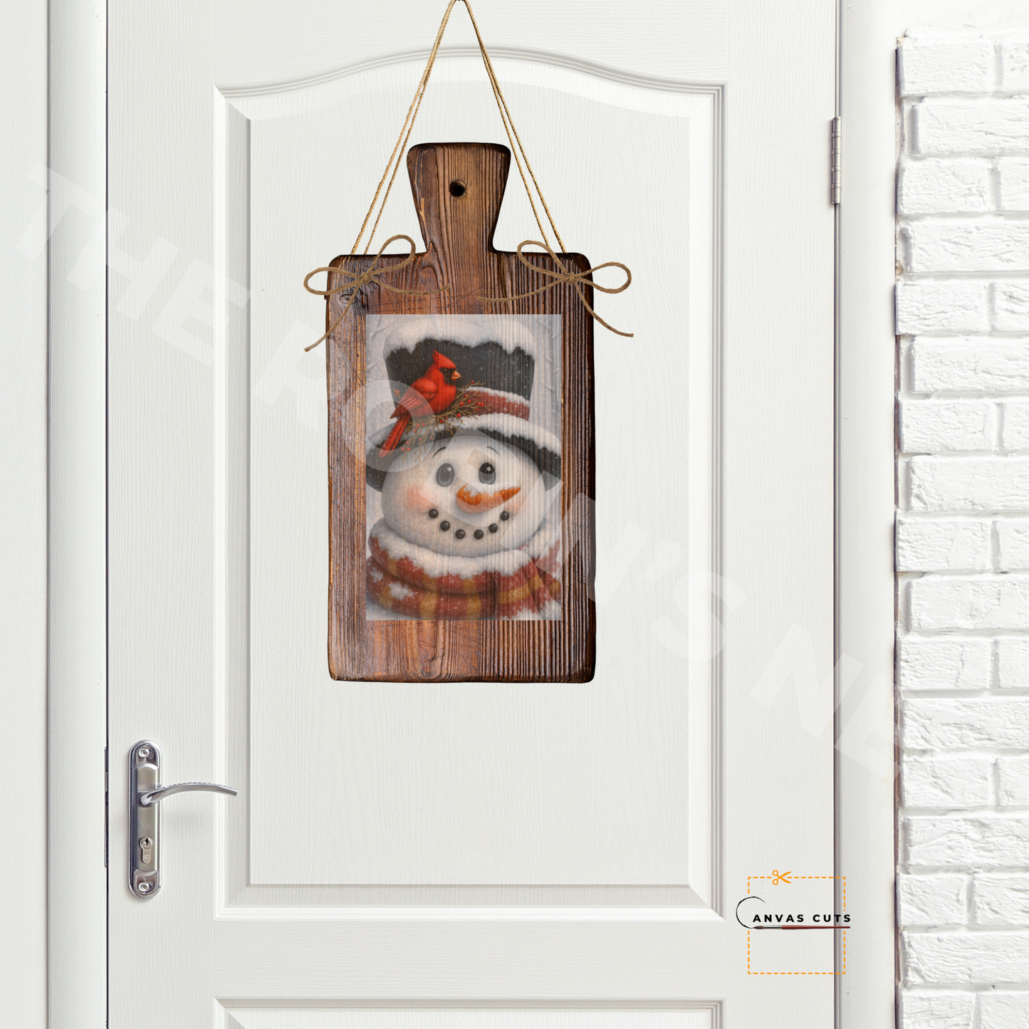 Traditional Snowman Face with Cardinal on Hat • Canvas Cut for Farmhouse Holiday Crafts