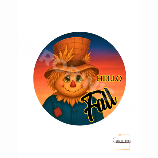 "Hello Fall" Scarecrow – Autumn Crafting Canvas for Door Hangers, Porch Signs & Wreath Accents
