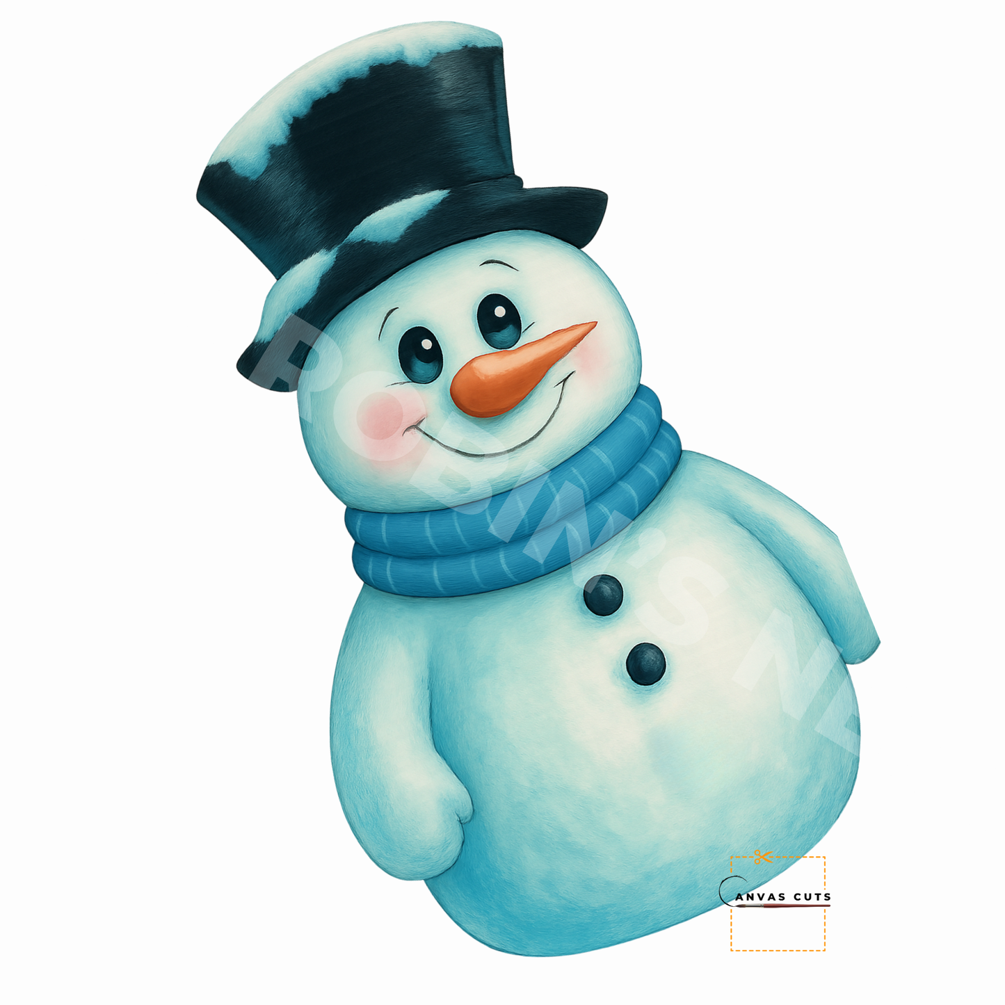 Buttons the Snowman with Blue Scarf