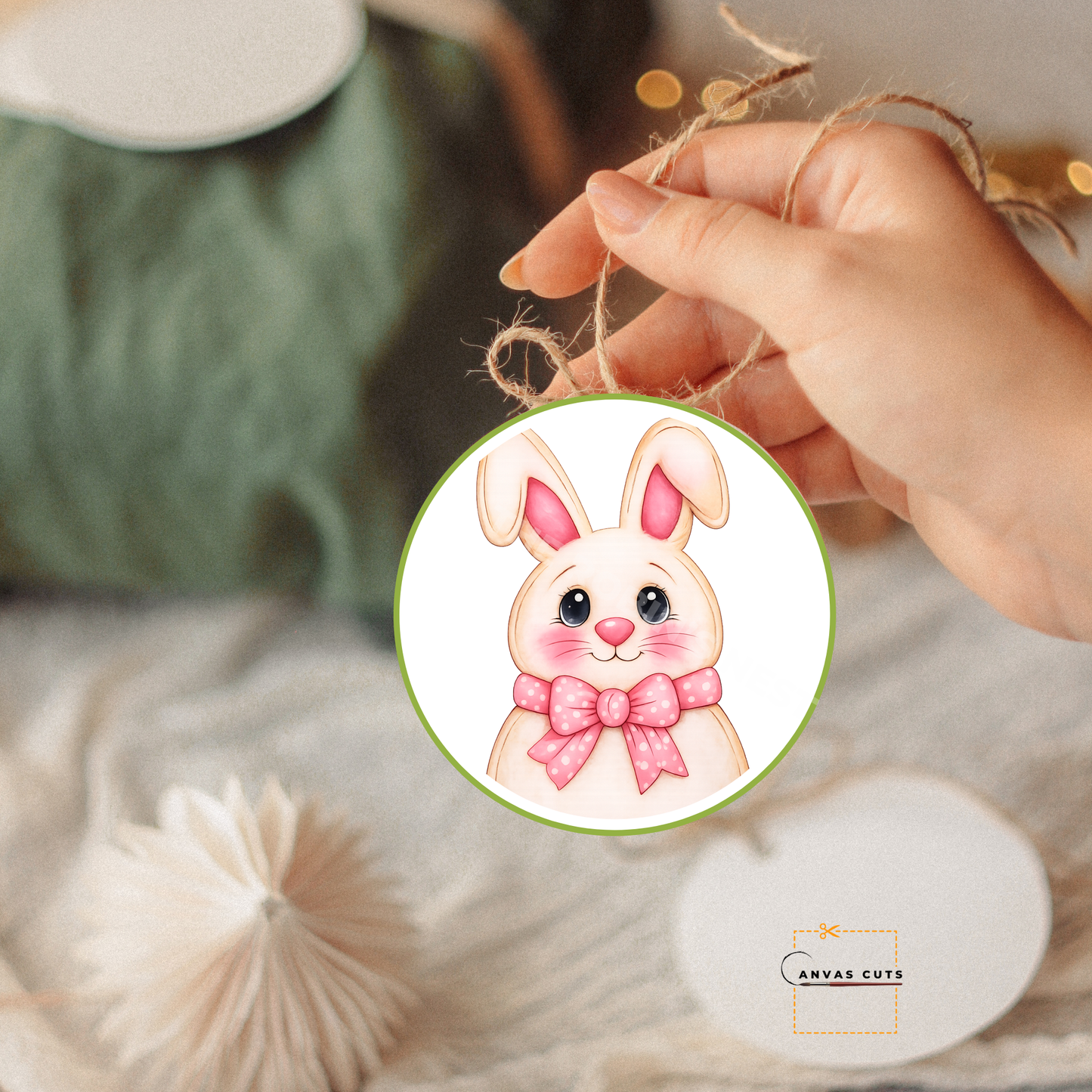 Fiona the Pink-Eared Bunny – Ribbon Charm