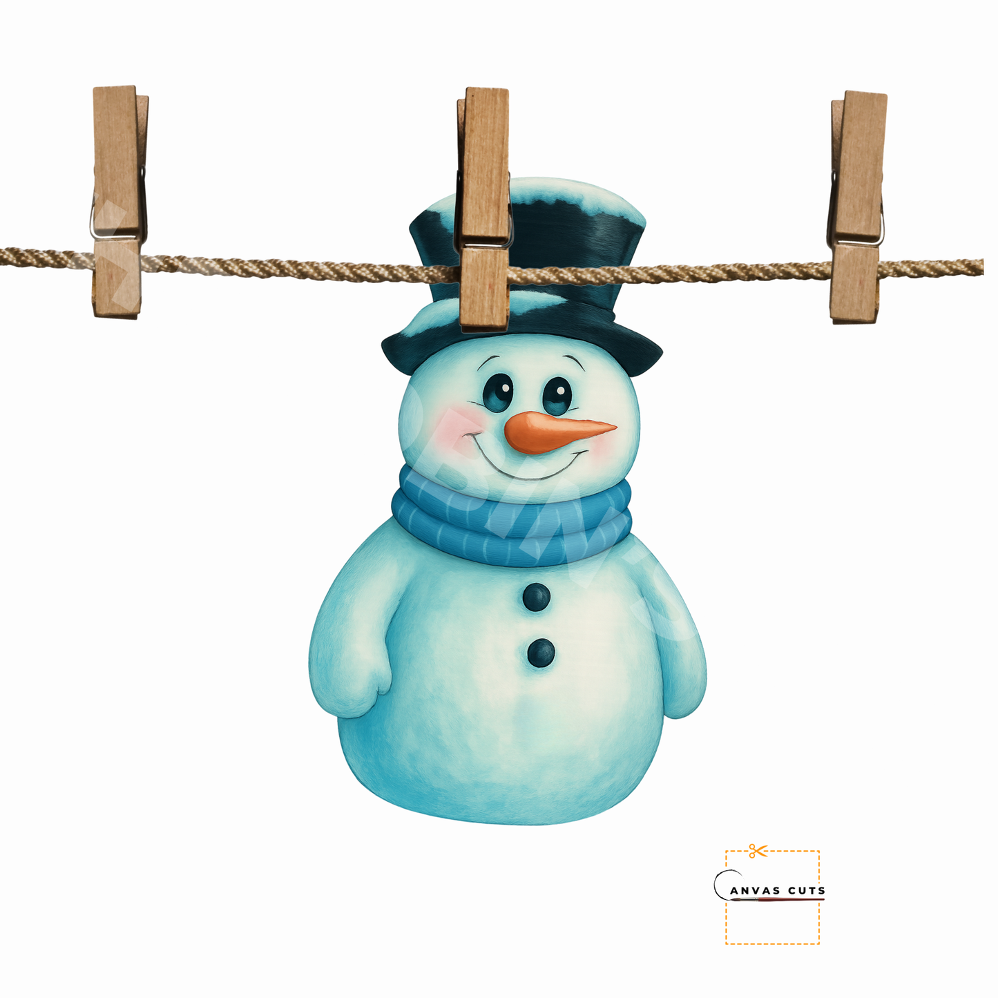 Buttons the Snowman with Blue Scarf