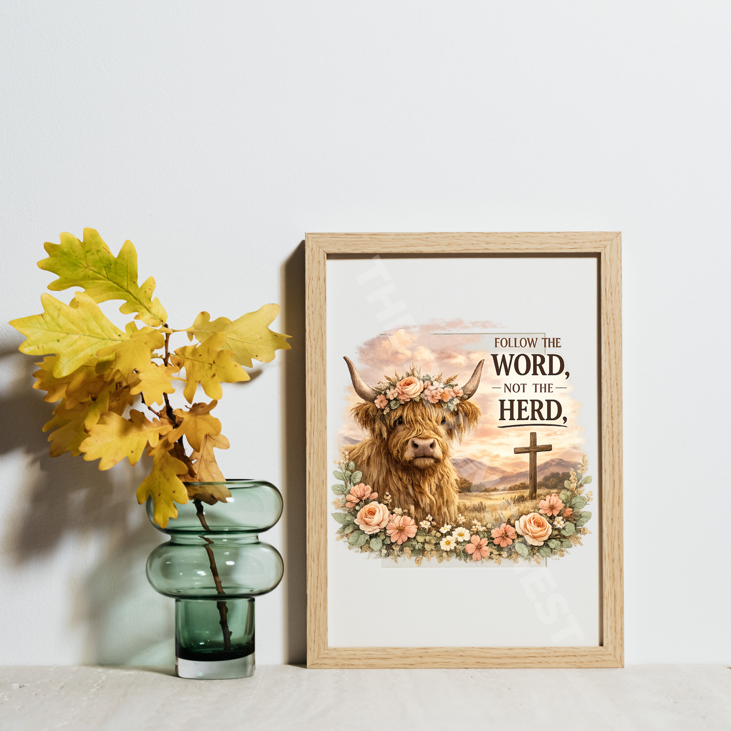 Follow the Word Not the Herd Highland Cow Canvas Cut