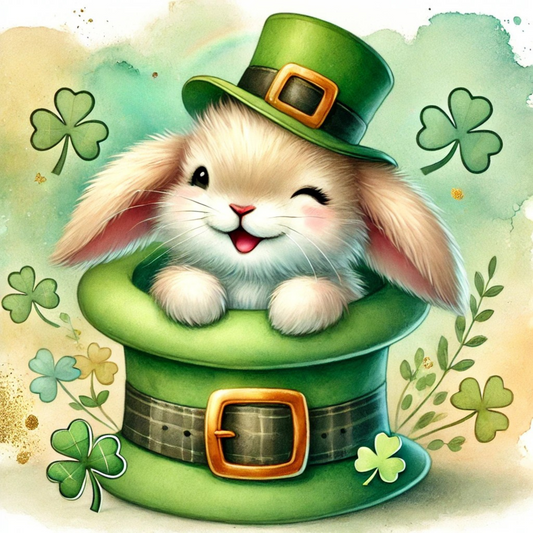 St. Patrick's Day - Leprechaun Bunny Fabric Canvas