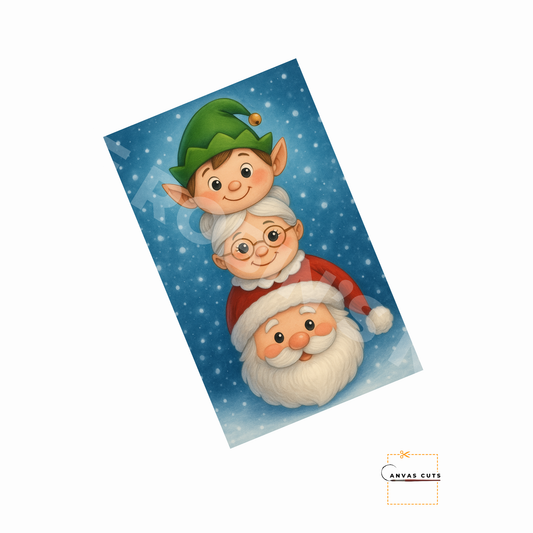 Stacked Santa, Mrs. Claus & Elf – DIY Christmas Canvas for Holiday Door Hangers & Festive Crafts