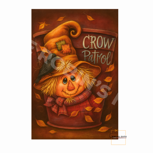 Crow Patrol Scarecrow – Personalizeable Canvas Cut for DIY Crafting, Fall Décor & Craft Shows