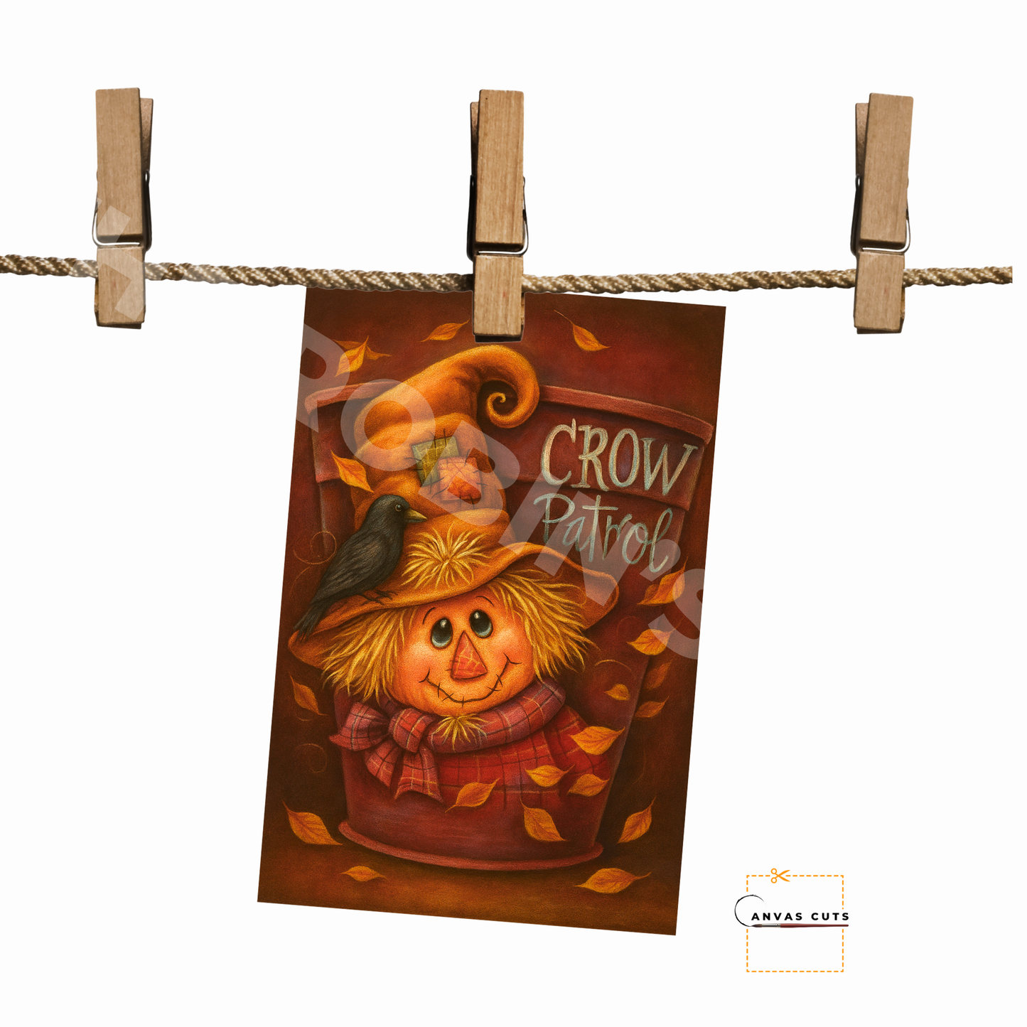 Crow Patrol Scarecrow – Personalizeable Canvas Cut for DIY Crafting, Fall Décor & Craft Shows
