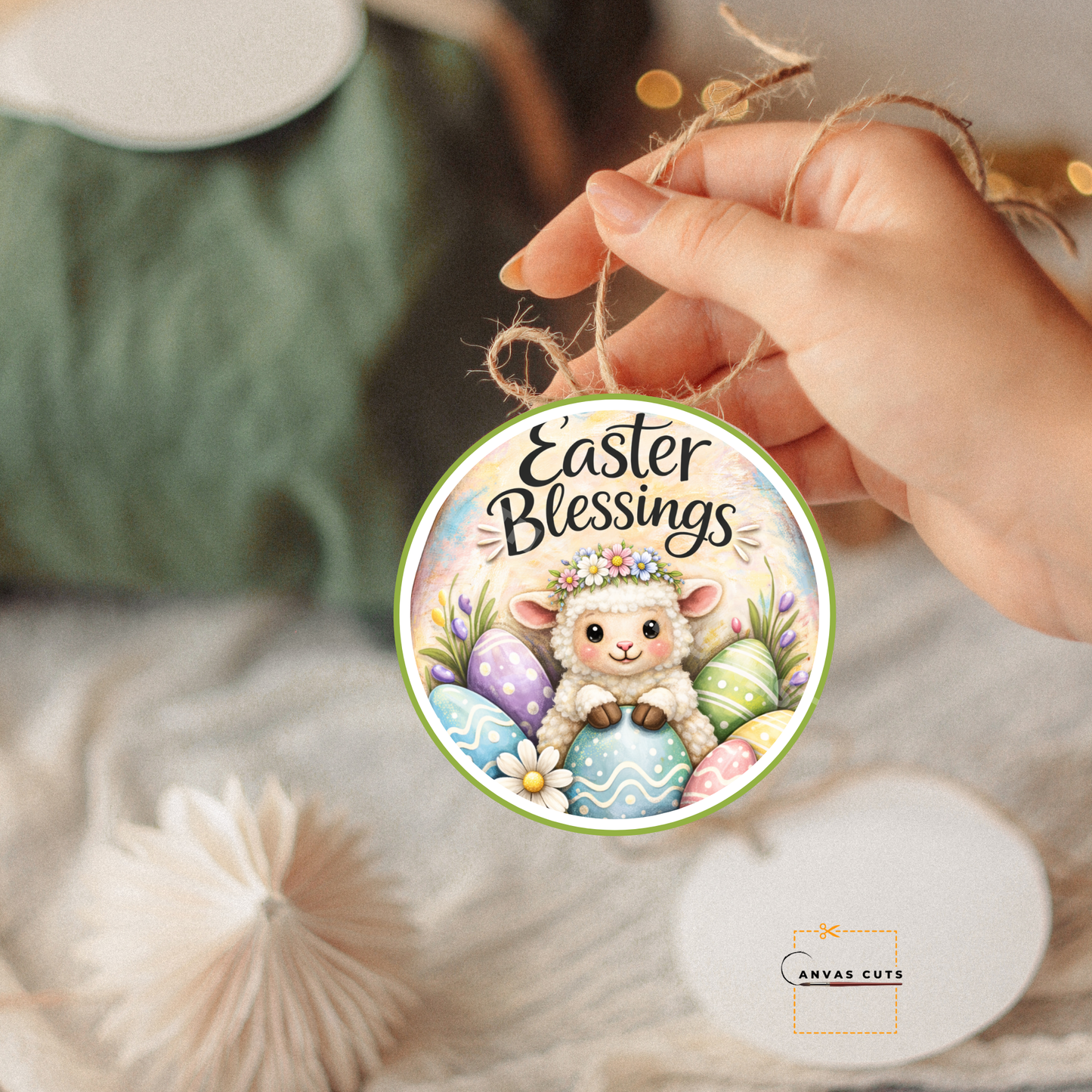 Easter Blessings Lamb Egg Canvas Cut – Lila the Lamb Design