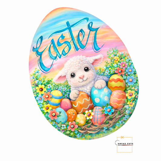 Easter Lamb Egg Canvas Cut – Lola the Lamb Spring Design