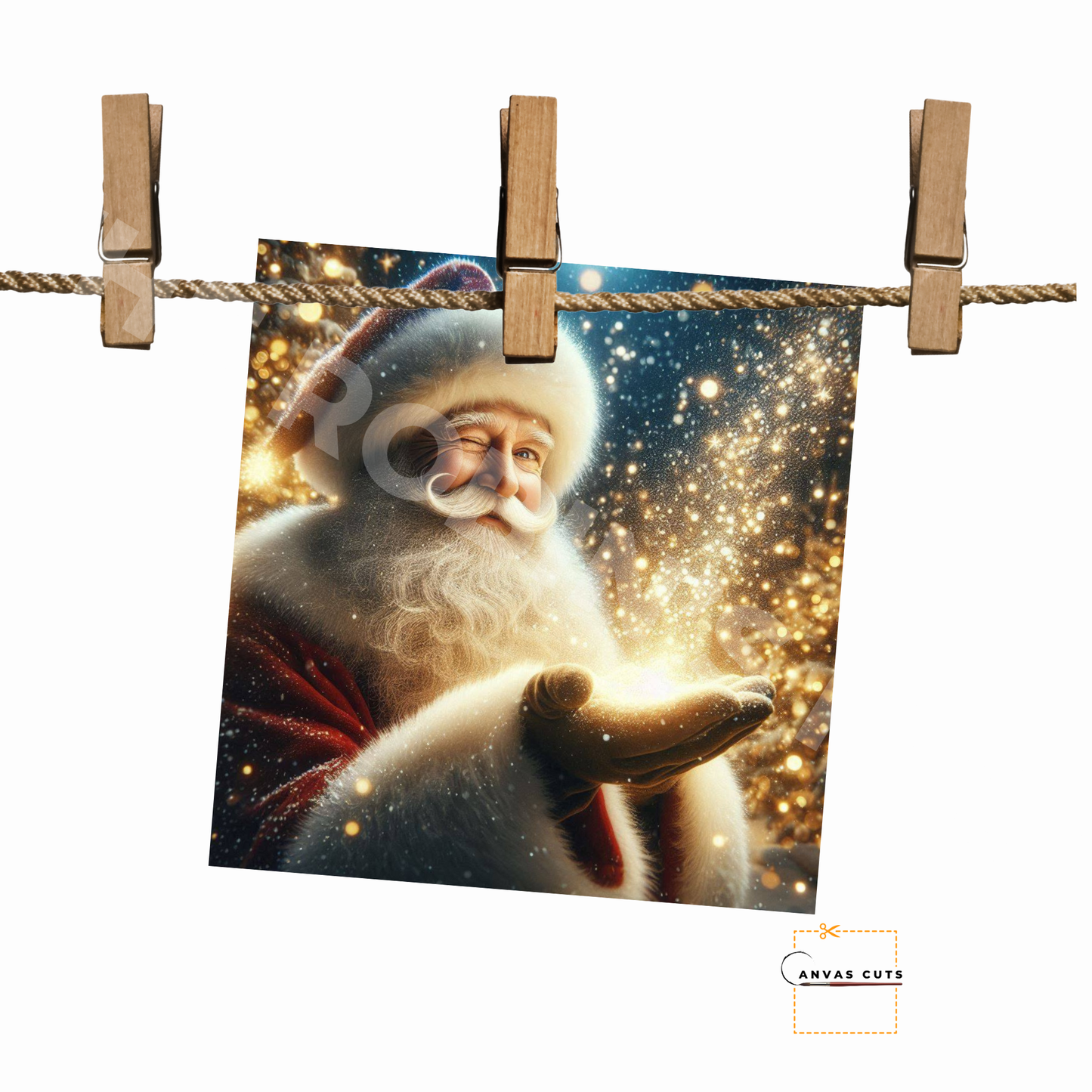 Santa Surrounded by Magic Holding Holiday Wonder