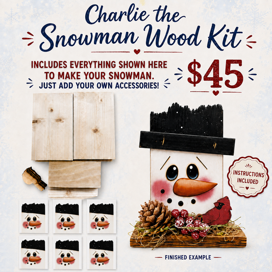 Charlie the Snowman 6-Pack Wood Craft Kit – Canvas Faces Included