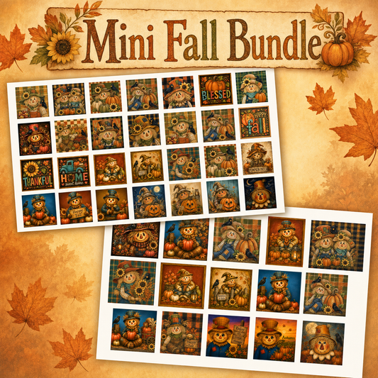 Fall Scarecrow Mini Bundle Magnets & 4x4" Block DIY Canvas Cuts Launch Bundle – 55 Pieces
