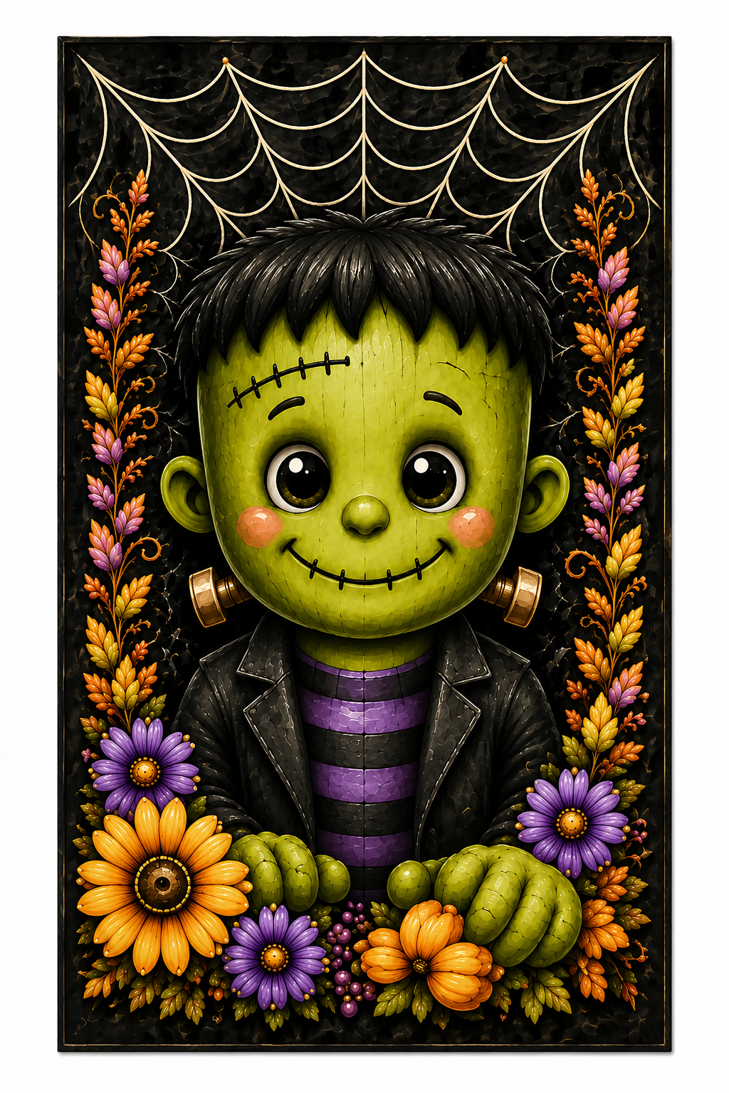 Cute Halloween Frankie Canvas | Halloween Wall Decor DIY Canvas
