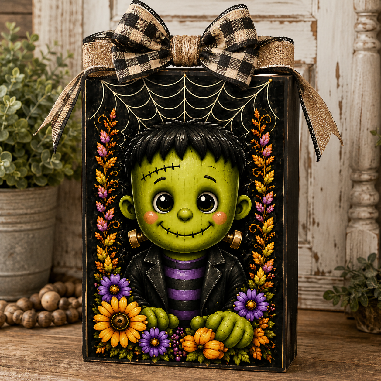 Cute Halloween Frankie Canvas | Halloween Wall Decor DIY Canvas