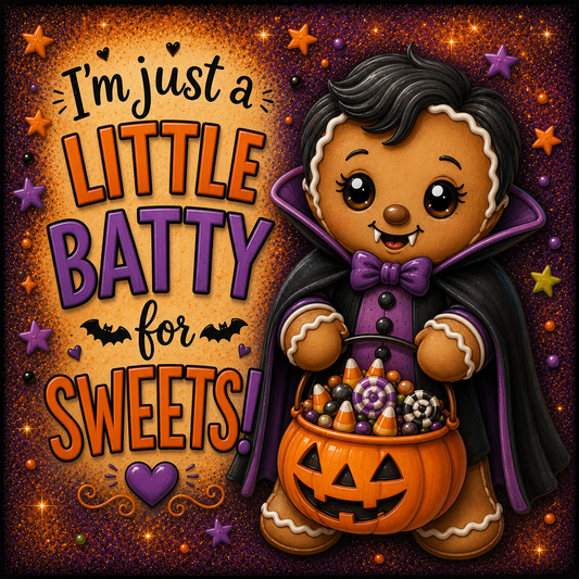 Dracula Vampire Gingerbread Halloween Little Batty Canvas Print DIY