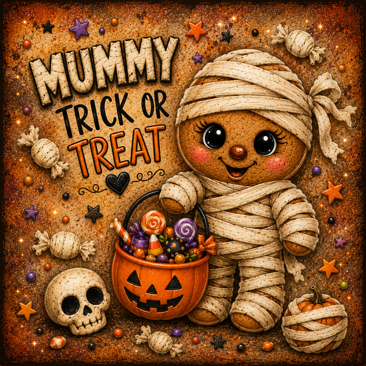 Mummy Gingerbread Halloween DIY Canvas Panel for Crafting