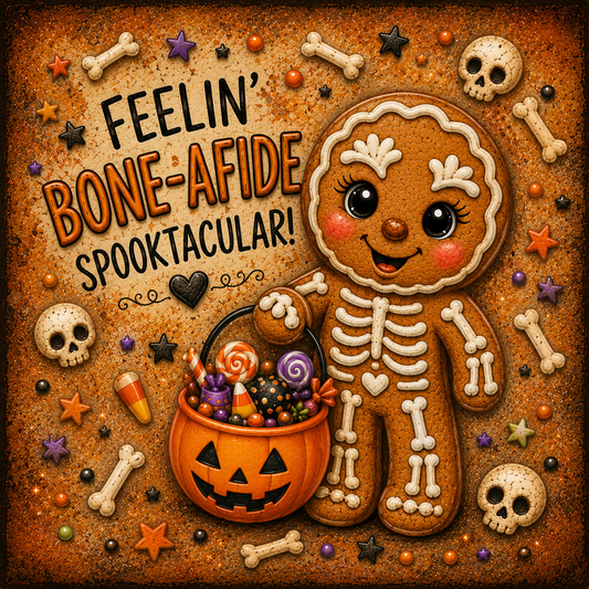 Skeleton Gingerbread Halloween DIY Canvas Panel for Crafting