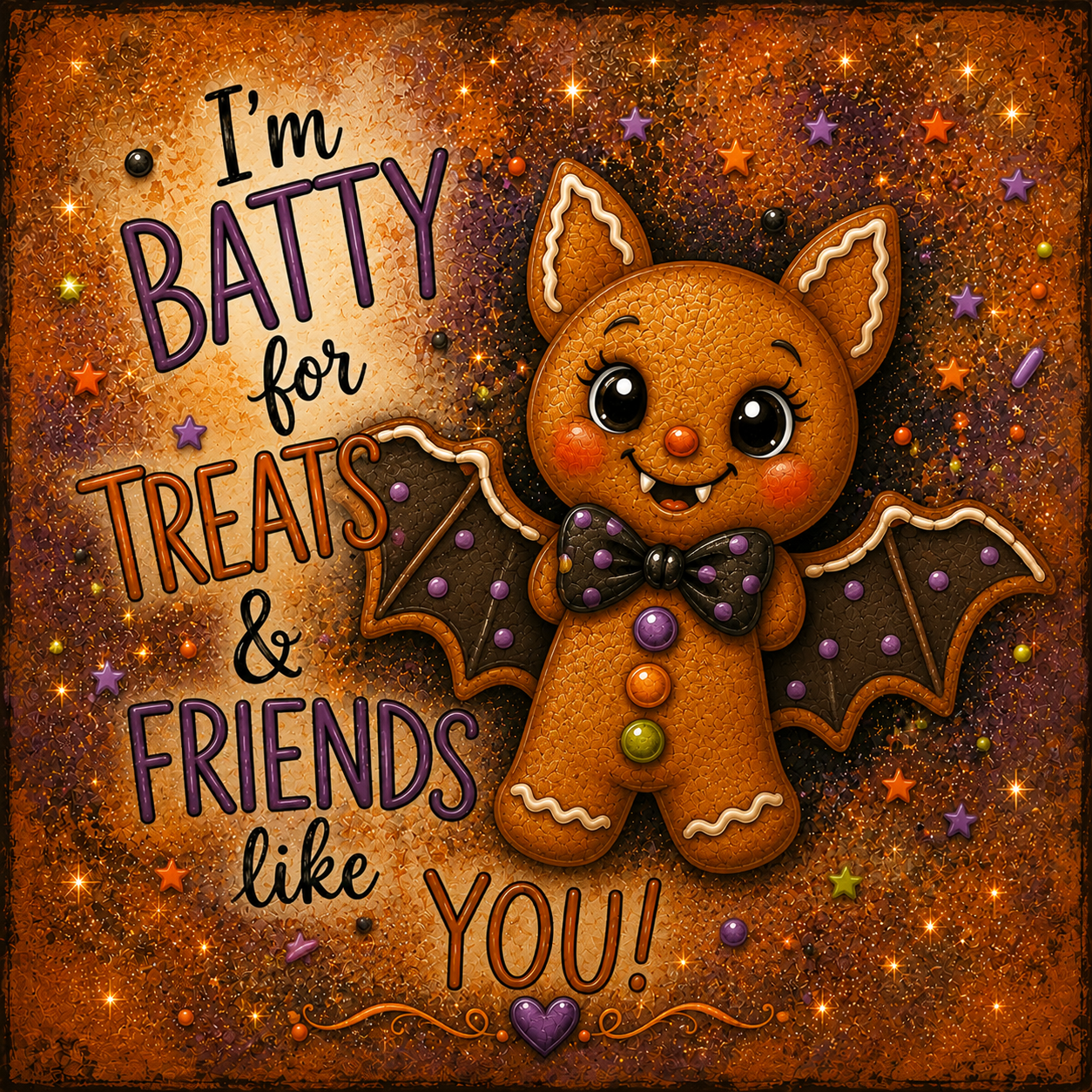 Halloween Bat Batty Gingerbread Halloween DIY Canvas Panel for Crafting