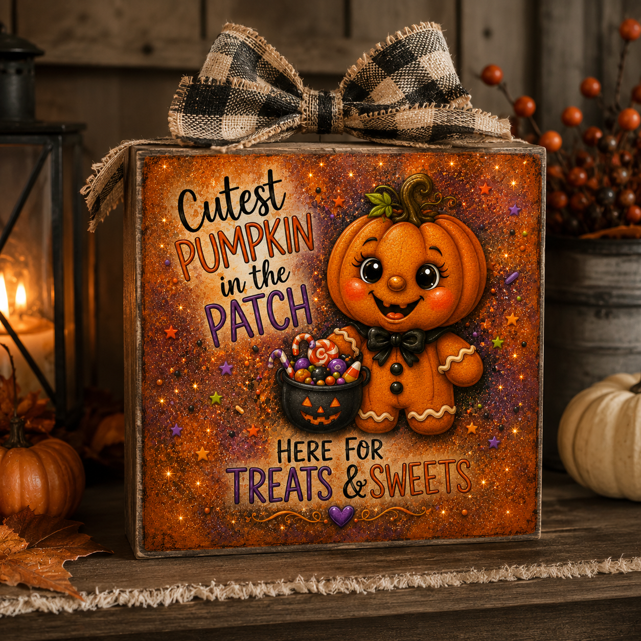 Pumpkin Head  Gingerbread Halloween DIY Canvas Panel for Crafting