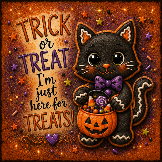 Halloween Black Cat  Gingerbread Halloween DIY Canvas Panel for Crafting