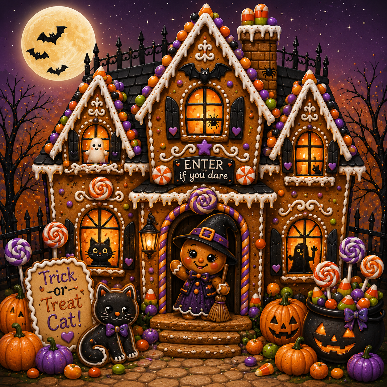 Halloween Gingerbread House Halloween DIY Canvas Panel for Crafting