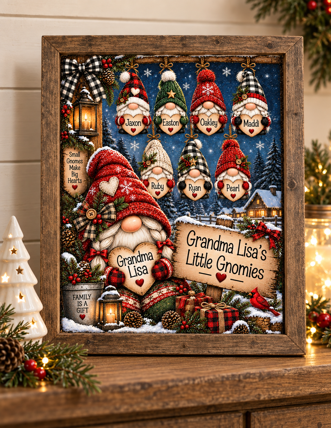 Personalized Christmas Ginome Family Grandma Mom Canvas – 8x10"