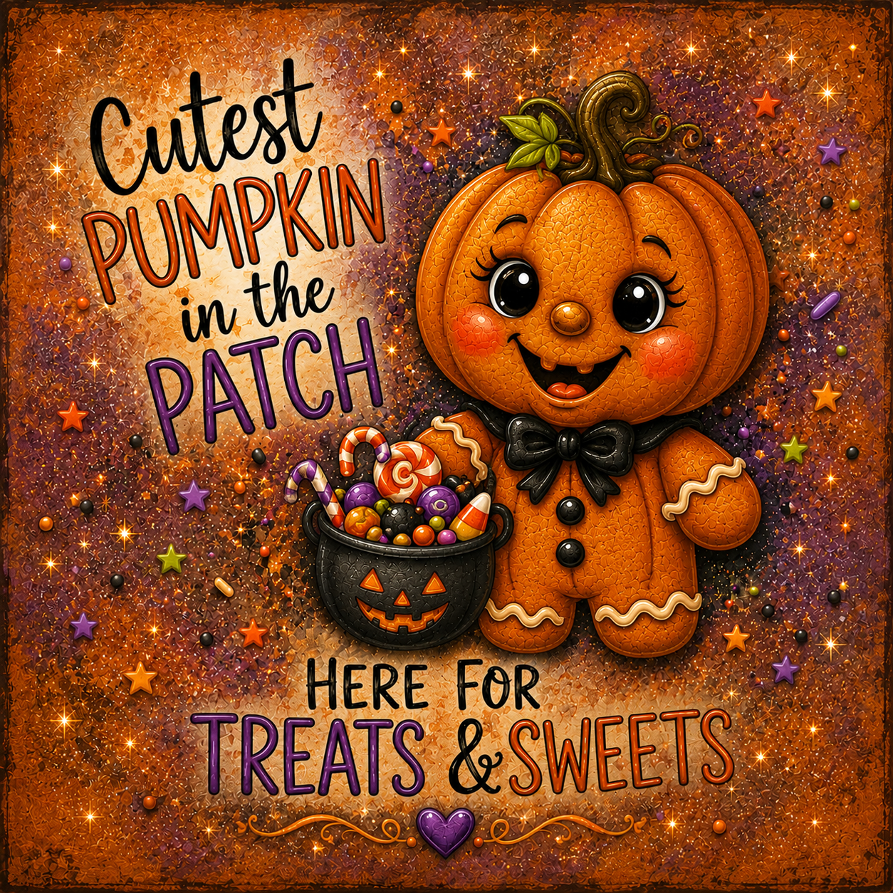 Pumpkin Head  Gingerbread Halloween DIY Canvas Panel for Crafting
