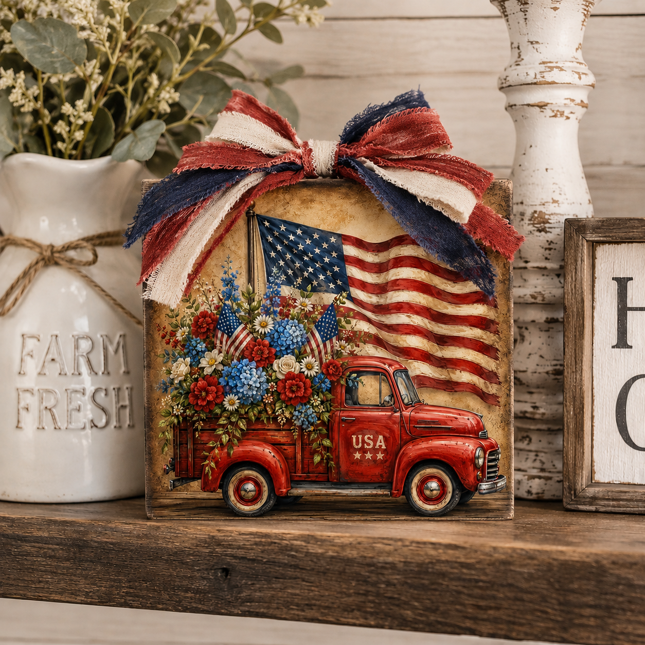 Primitive Americana 6.5x6.5" Canvas Bundle for DIY Patriotic Decor | Craft Show & Farmhouse Designs