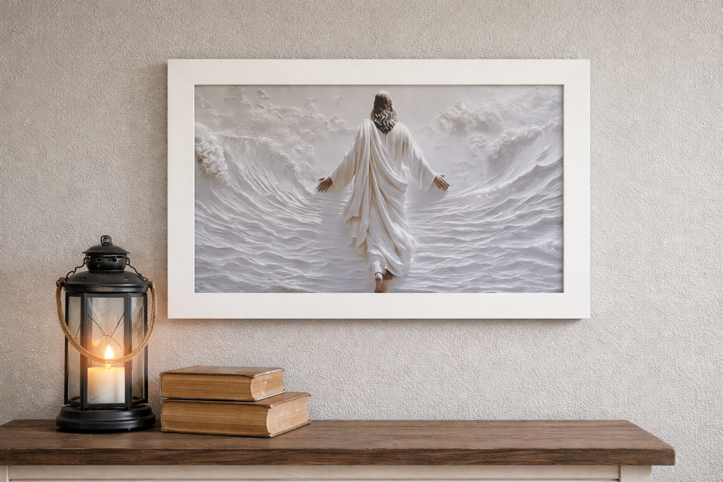 Jesus Walking on Water Bible Art Faith 3D Art Canvas Bundle (Special Price 50% off)