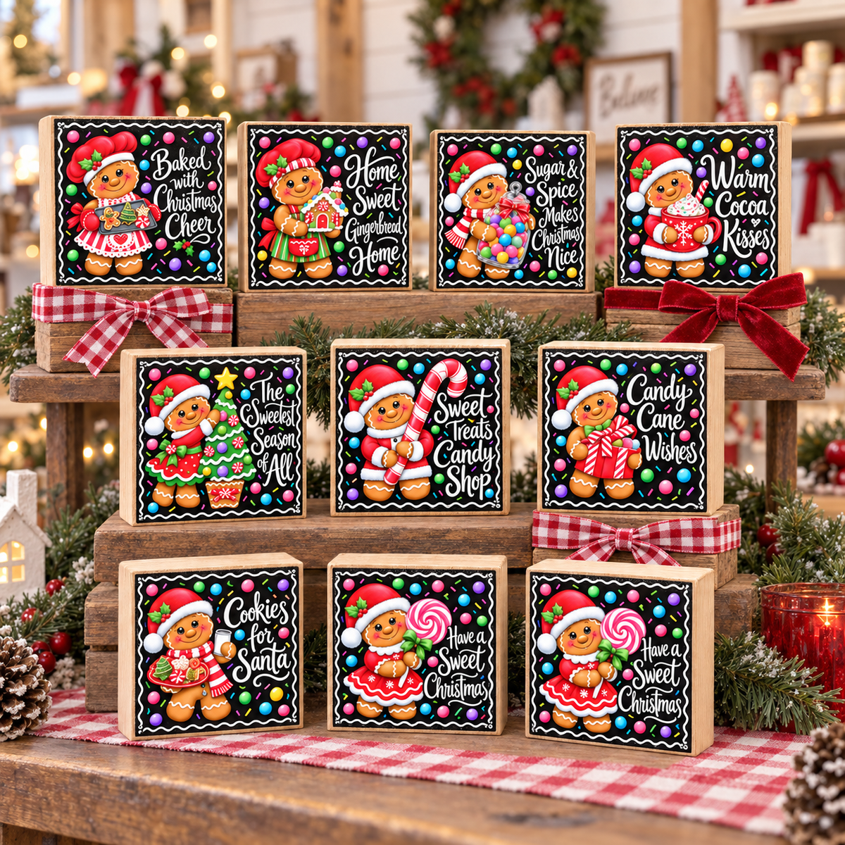 Christmas Gingerbread Candy Canvas - Mini Bundle - 10 4x4" Prints