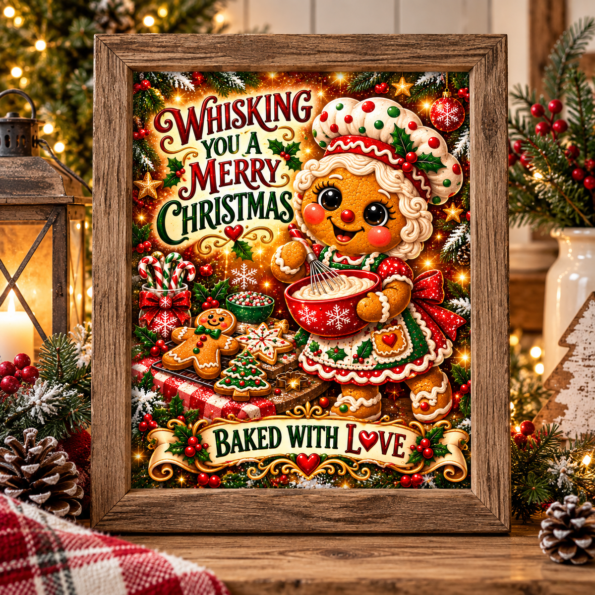 Whisking You a Merry Christmas Gingerbread Baker - Fine Art Canvas