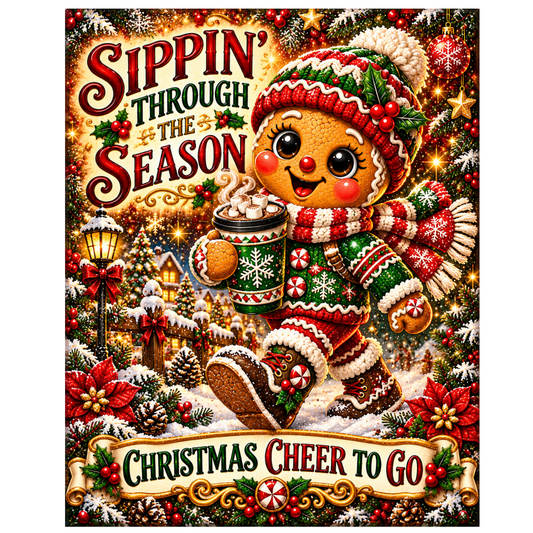 Sippin’ Through the Season Gingerbread — Christmas - Winter Fine Art Canvas