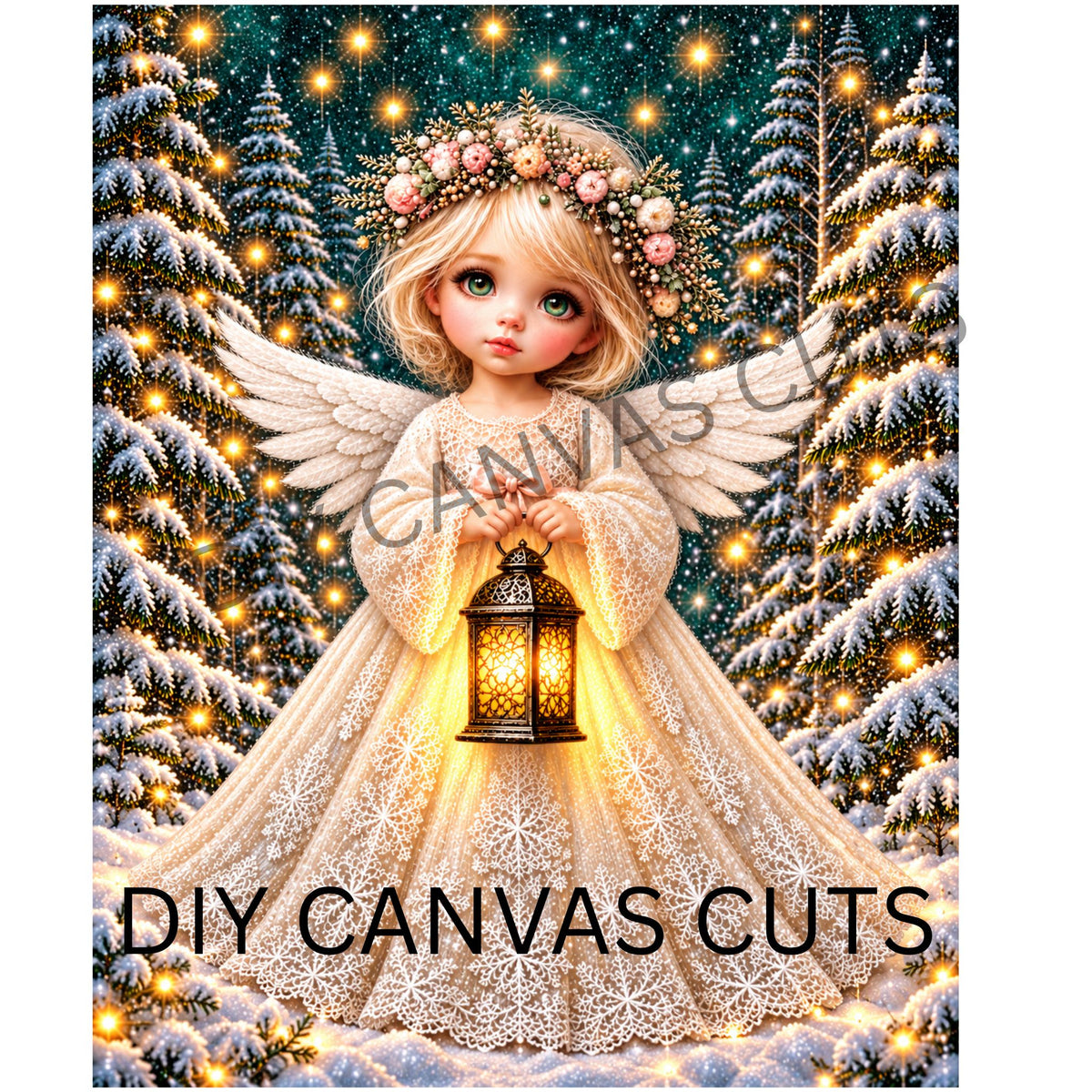 Winter Angel with Lantern - Fine Art Canvas