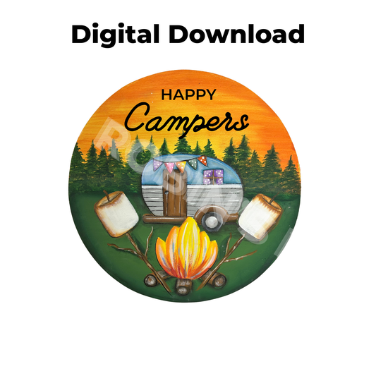 Happy Campers Fire Marshmallows Trailer Camper Printable Download