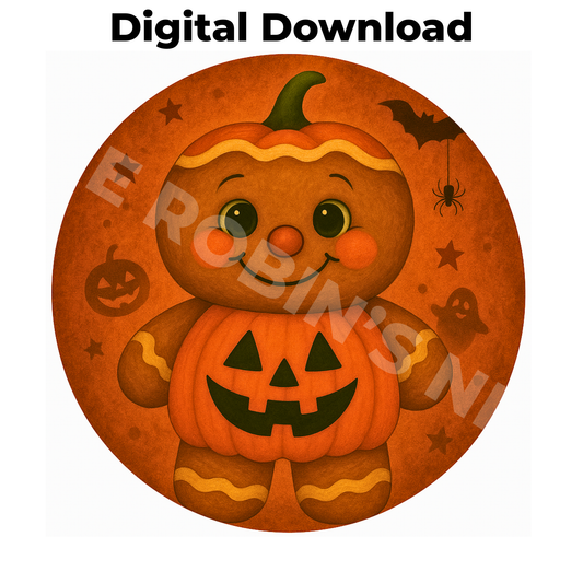 Gingerbread in Pumpkin Jack‑o‑Lantern Costume Printable PDF/PNG