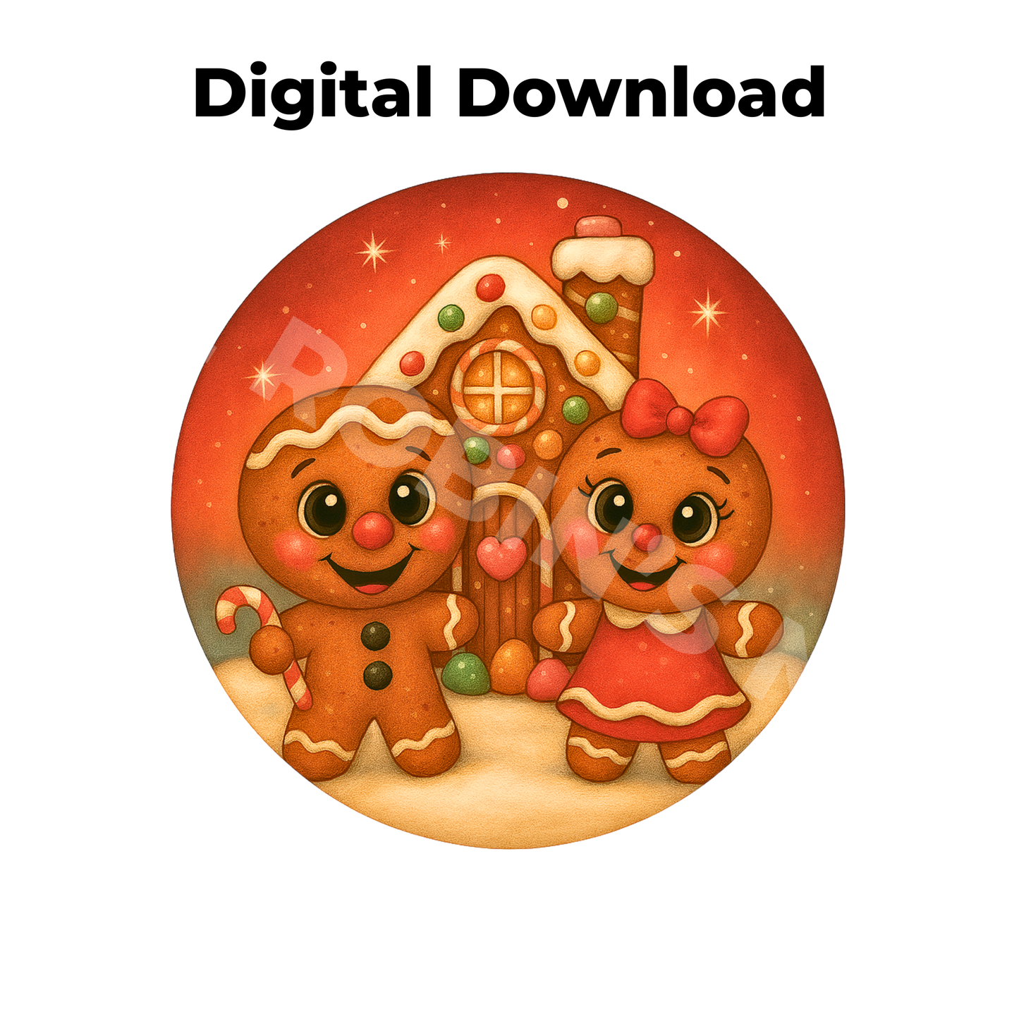 Gingerbread House Girl & Boy Gingerbread Circle Printable Download