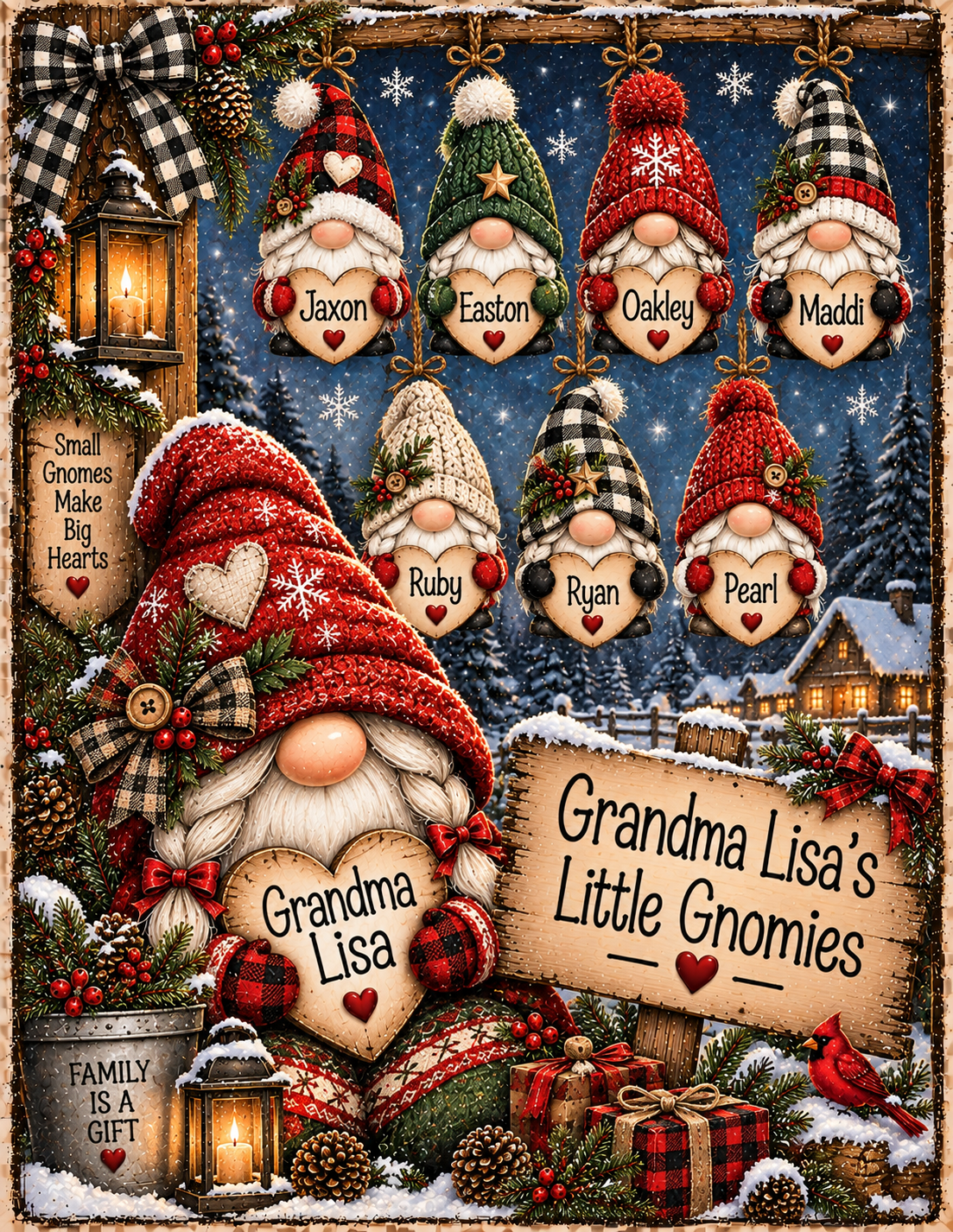 Personalized Christmas Ginome Family Grandma Mom Canvas – 8x10"