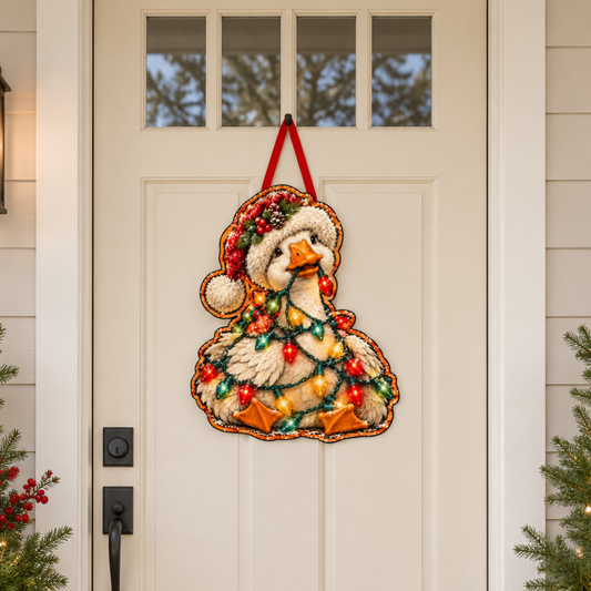 Christmas Goose Door Hanger Canvas Cut - 16" Winter Canvas for DIY Door Hanger
