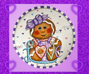 Gingerbread Valentine Day Door Hanger Front Porch Decor Hearts Love
