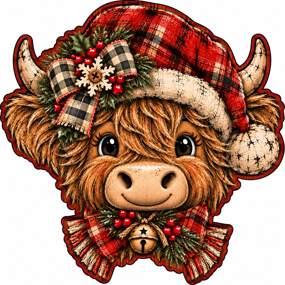 Highland Cow  Christmas Door Hanger - DIY Canvas No Bang Door Hanger Craft