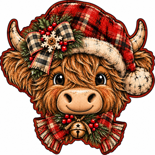 Highland Cow  Christmas Door Hanger - DIY Canvas No Bang Door Hanger Craft