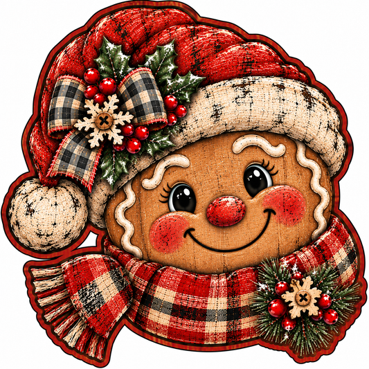 Gingerbread Face Door Hanger Christmas Canvas Cut - 16" Winter Canvas for DIY Door Hangerbread