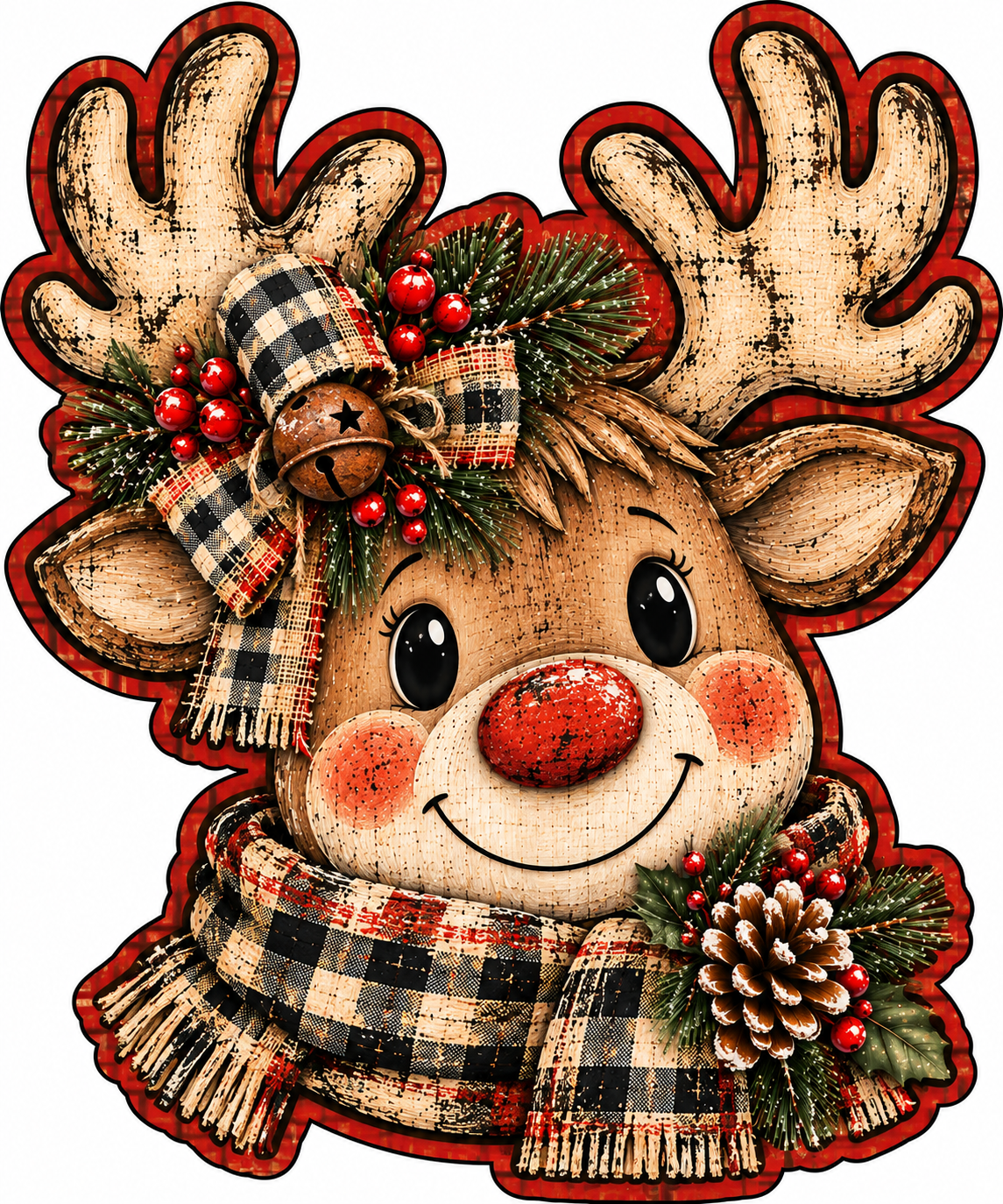 Reindeer Door Hanger Christmas Canvas Cut - 16" Winter Canvas for DIY Door Hange