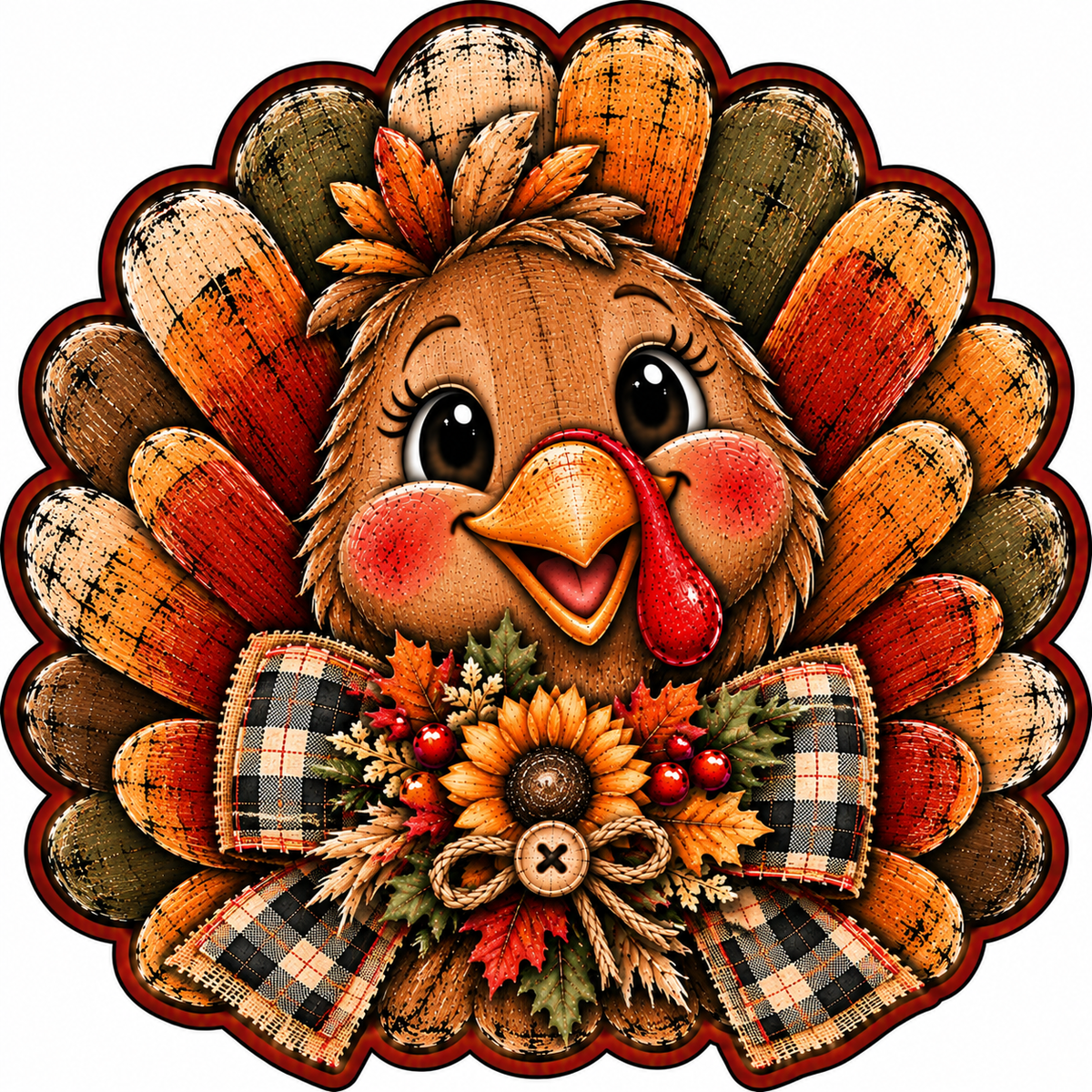 Thanksgiving Turkey Door Hanger Canvas Cut - 16" Fall Canvas for DIY Door Hanger