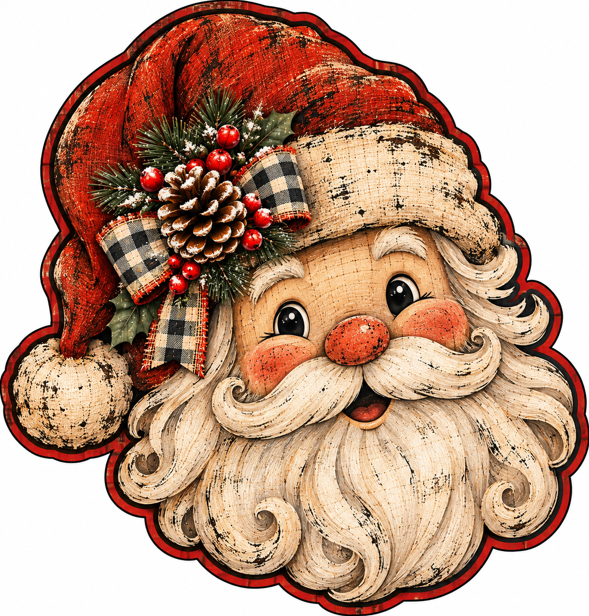 Distressed Santa Claus Door Hanger Christmas Canvas Cut - 16" Winter Canvas for DIY Door Hanger (Copy)