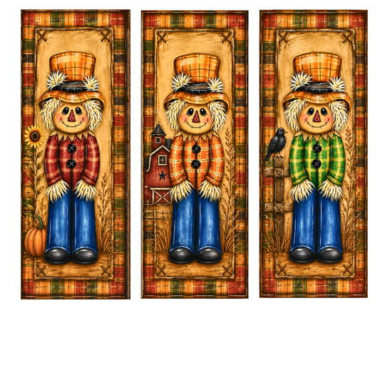Fall Scarecrow Canvas Bundle | 3 7x18.5" Coordinating DIY Canvas Cuts | Primitive Autumn Pumpkin Designs