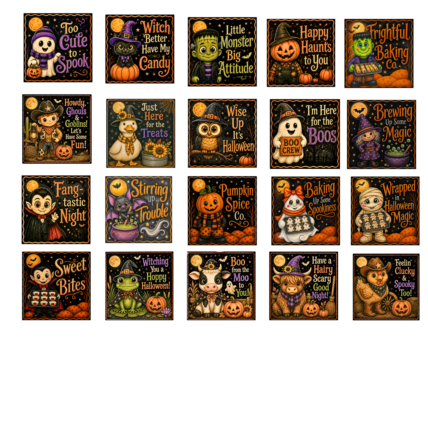 Halloween Canvas Prints 4x4 Bundle 50% Off - DIY Canvas Cuts 9 Prints